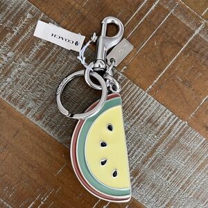 Retired Coach Yellow and Green Watermelon Keychain bag charm